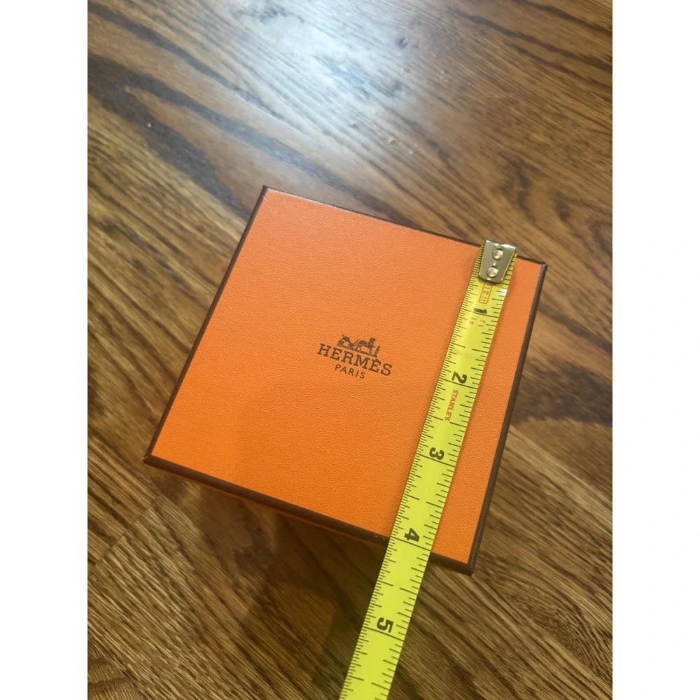 Hermes Authentic Empty Orange Jewelry Box Felt Pouch 4